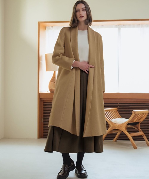 ELFRANK ノーカラーコート コート 「ウール90％＋アルパカ10％」ノー