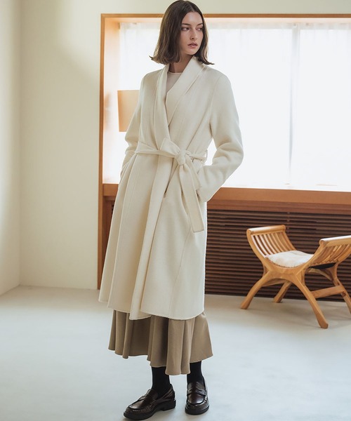 ELFRANK ノーカラーコート コート 「ウール90％＋アルパカ10％」ノー