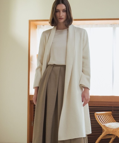 ELFRANK ノーカラーコート コート 「ウール90％＋アルパカ10％」ノー
