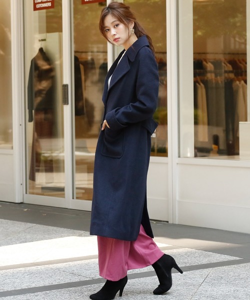 ElegChic コート チェスターコート ビッグポケットロングチェスター