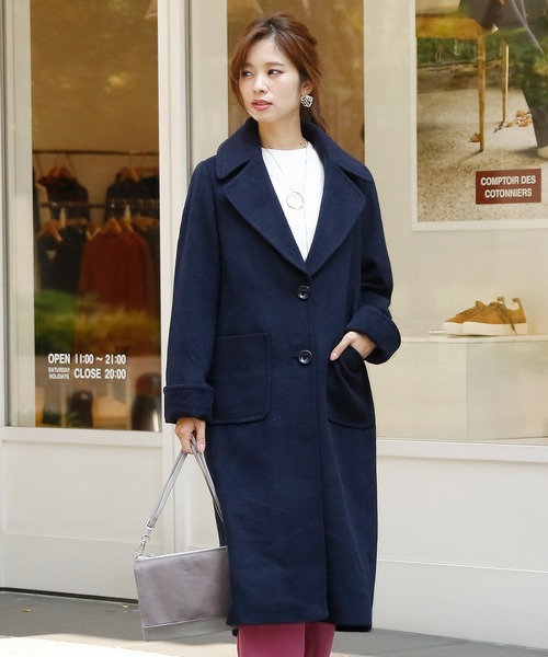 ElegChic コート チェスターコート ビッグポケットロングチェスター