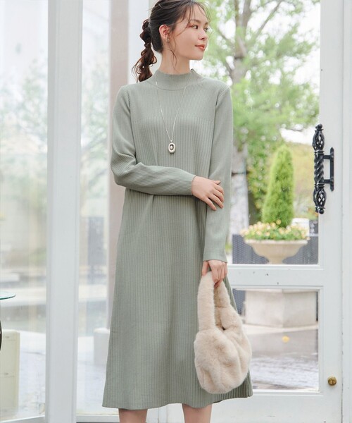 Tiaclasse ワンピース 「安田美沙子さん着用」リブ切替ニット