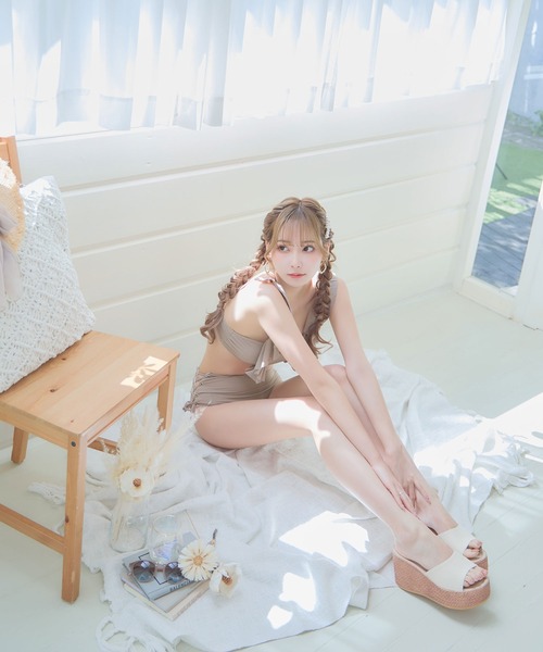 sugar nine 水着 ハイウエストフリルショルダービキニ 2点セット