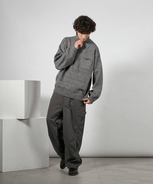 kutir（クティール） セーター ニット RUBBER LOGO MELANGE HALF ZIP