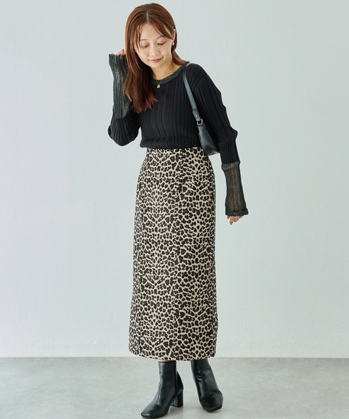 LAVEANGE（ラビアンジェ） スカート レオパードジャガードスカート