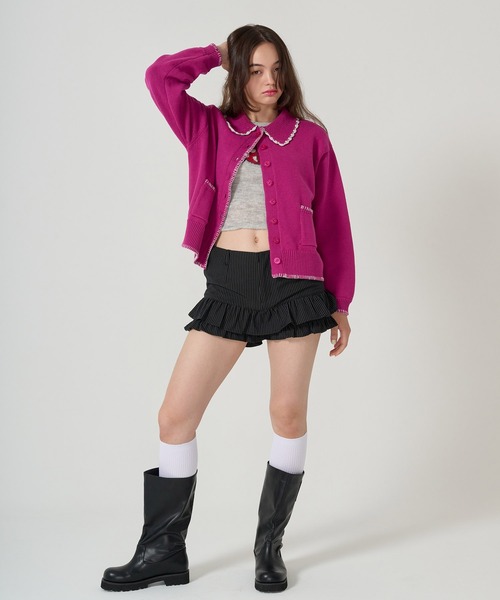 TINA：JOJUN（ティーナジョジュン） パンツ ピンストライプ ティアード