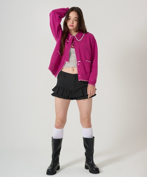 TINA：JOJUN（ティーナジョジュン） パンツ ピンストライプ ティアード