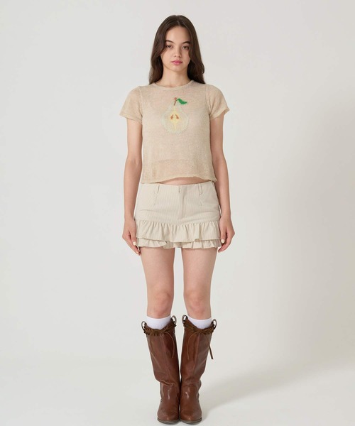 TINA：JOJUN（ティーナジョジュン） パンツ ピンストライプ ティアード