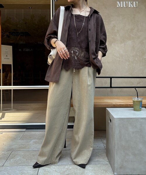 DouDou（ドゥドゥ） ブラウス シャツ 「新色追加」スカラレースキャミ