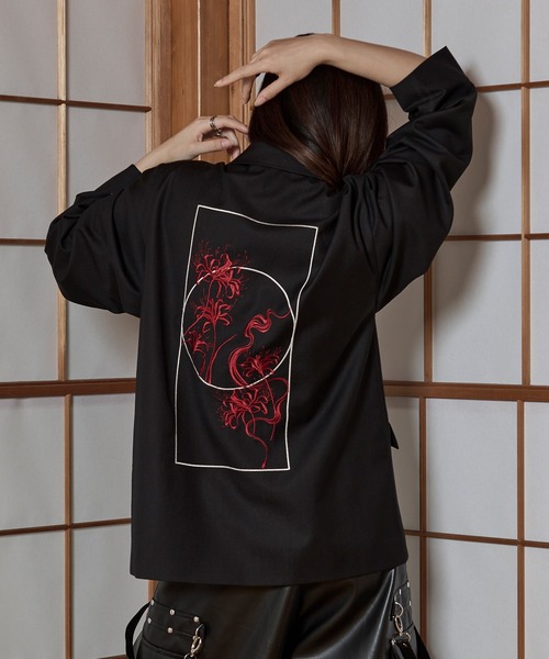 狐独 ジャケット テーラードジャケット 彼岸花刺繍テーラード