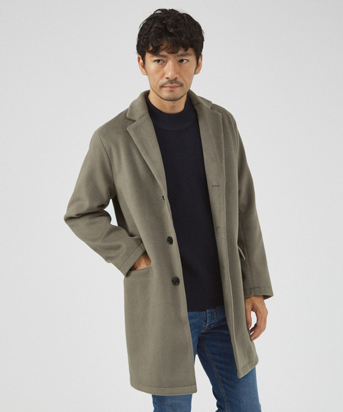 ABAHOUSE GRAY チェスターコート コート 「シャギーニット」メルトン