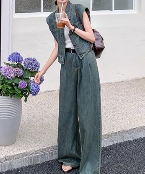 Aelina セットアップ デニムセットアップ レディース : ZOZOTOWN Yahoo