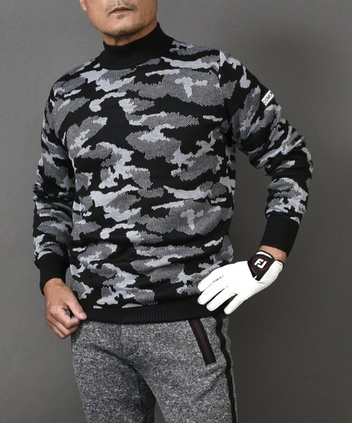 COMONGOLF（コモンゴルフ） ゴルフ ニット素材 迷彩 柄 モックネック