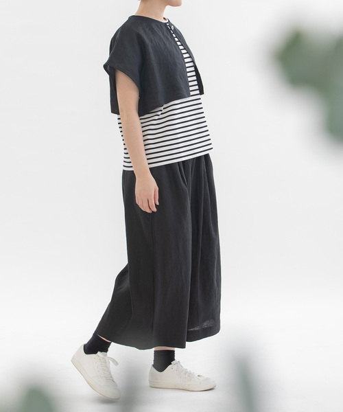 nop de nod（ノップドゥノッド） パンツ リネン8分丈タックワイド