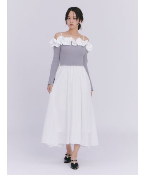 LILY BROWN（リリーブラウン） ワンピース フリルカラーニットコンビ