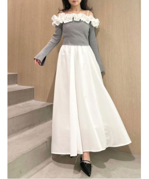 LILY BROWN（リリーブラウン） ワンピース フリルカラーニットコンビ