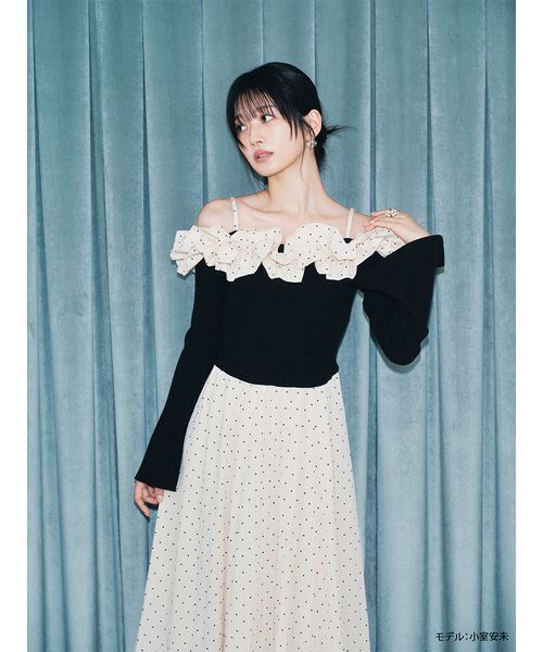 LILY BROWN（リリーブラウン） ワンピース フリルカラーニットコンビ