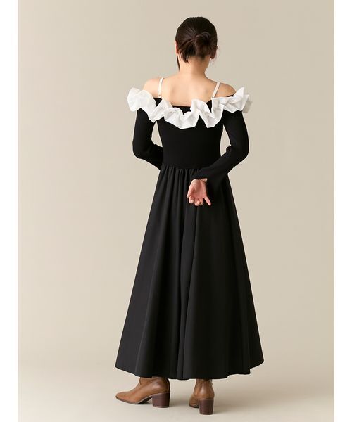 LILY BROWN（リリーブラウン） ワンピース フリルカラーニットコンビ