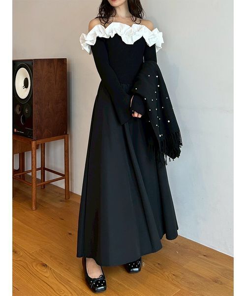 LILY BROWN（リリーブラウン） ワンピース フリルカラーニットコンビ