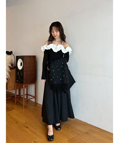 LILY BROWN（リリーブラウン） ワンピース フリルカラーニットコンビ