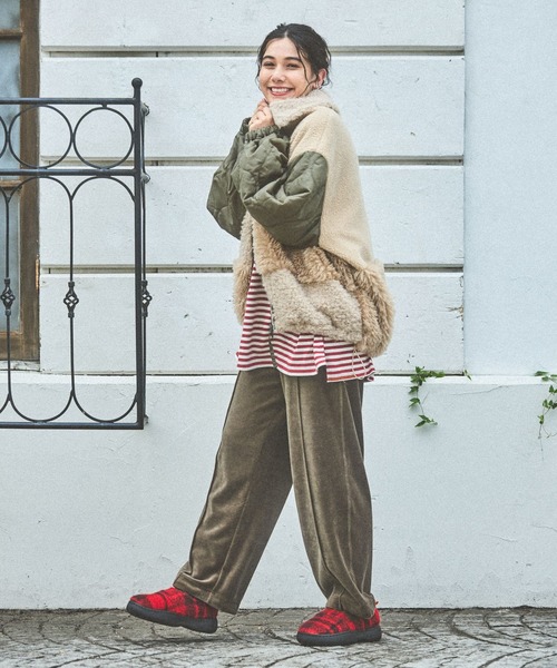 niko and…（ニコアンド） ブルゾン アウター パッチワークボアブルゾン