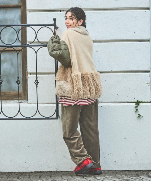 niko and…（ニコアンド） ブルゾン アウター パッチワークボアブルゾン