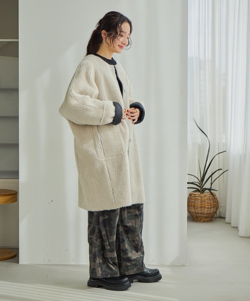 niko and…（ニコアンド） ムートンコート ボアコート リバーシブル