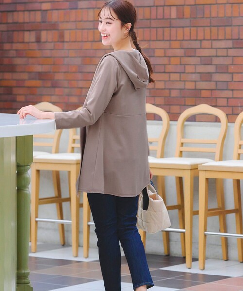 Tiaclasse カーディガン 「洗える」ポンチフードカーディガン