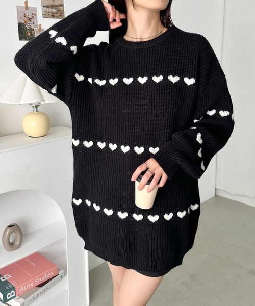 CLEA ニット セーター ラインハート柄ニットプルオーバー/ワンピース