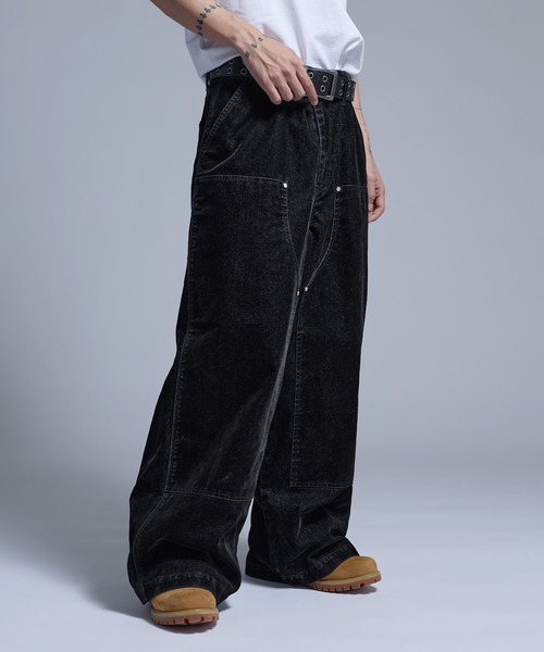 ジーンズ 「SET-UP着用可能」ベルベットライクペインターダブルニー