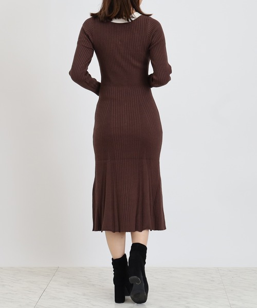 ASTORIA ODIER（アストリアオディール） ワンピース Vネック配色ニット