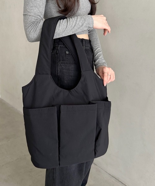 トートバッグ 「A4収納可」多ポケットナイロントートバッグ レディース