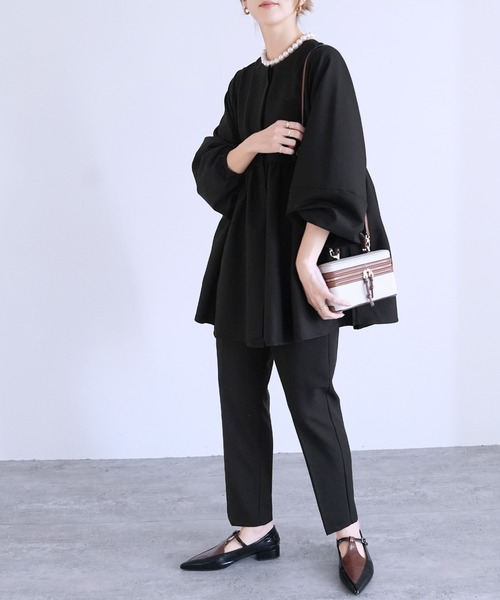 reca（レカ） スーツ ペプラムギャザーノーカラージャケット
