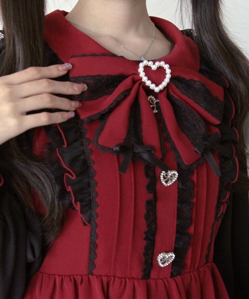 DearMyLove ワンピース バラレースパールリボンハートビジュー