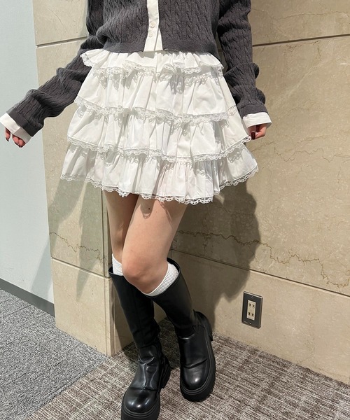 スカート 「PHILLY」ボリュームフリルレースミニスカート : ZOZOTOWN