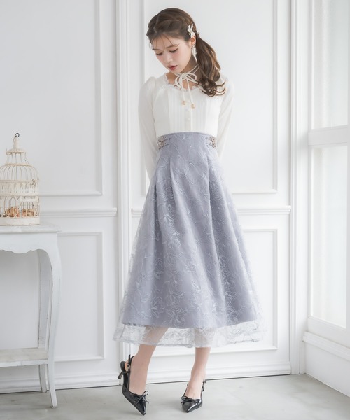 クチュールバイロジータ ワンピース フラワー刺繍ドッキングワンピース