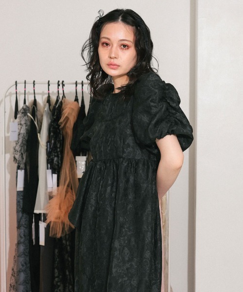 DONOBAN（ドノバン） ドレス 「ANDRESD」bubble sleeve jacquard dress
