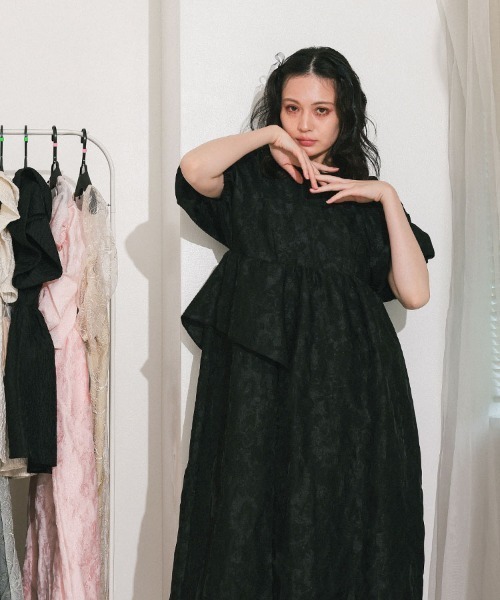 DONOBAN（ドノバン） ドレス 「ANDRESD」bubble sleeve jacquard dress