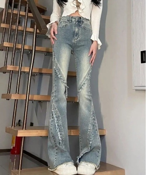 ジーンズ デニム デニムパンツ ブラスト加工 フレアブーツカット