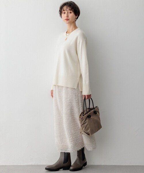 ニット セーター 「洗える」カシミヤブレンド クルーネック レディース