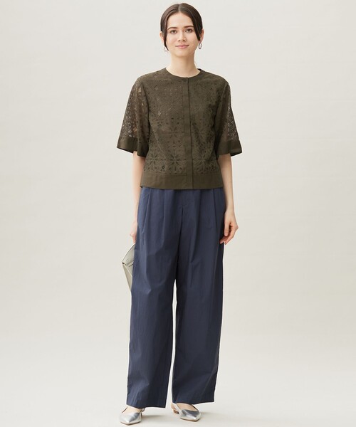 自由区（ジユウク） ブラウス シャツ フラワータイルレース ブラウス