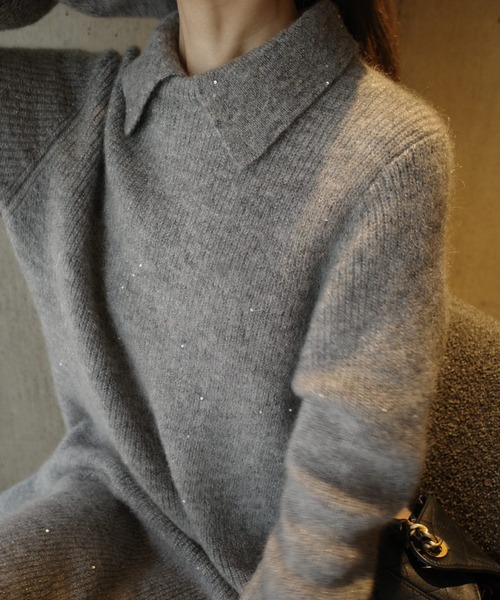 Mila Owen（ミラオーウェン） ニット セーター 襟付きペプラムニット