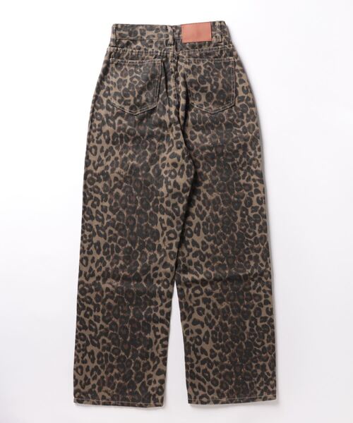 おしゃれスタ ジーンズ デニム デニムパンツ ヒョウ柄ワイドデニム