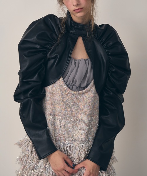 J1U by LA BELLE ETUDE カーディガン ボリュームギャザーフェイク