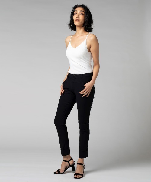 Sov. パンツ メリルハイテンションフロントボタンパンツ レディース