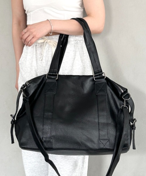 ボストンバッグ 「A4収納可能」PU 2WAYマルチショルダーバッグ