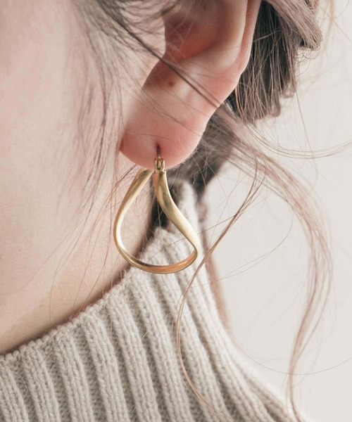 ete（エテ） ピアス K10YG ツイスト フープ ピアス レディース