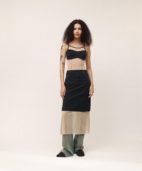 leinwande（ラインヴァンド） ワンピース Mesh Combination Dress