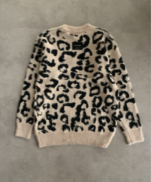 link lot セーター ニット モヘアタッチレオパード柄ビッグニット