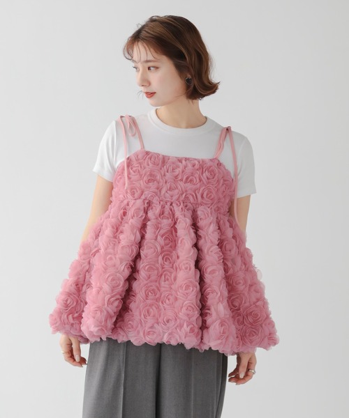 Fit more（フィットモア） キャミソール ローズモチーフキャミソール